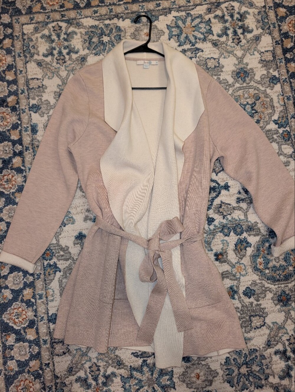 Boden Women's XL Two-Tone Cream Tan Wrap Cardigan Fall Sweater Warm Casual